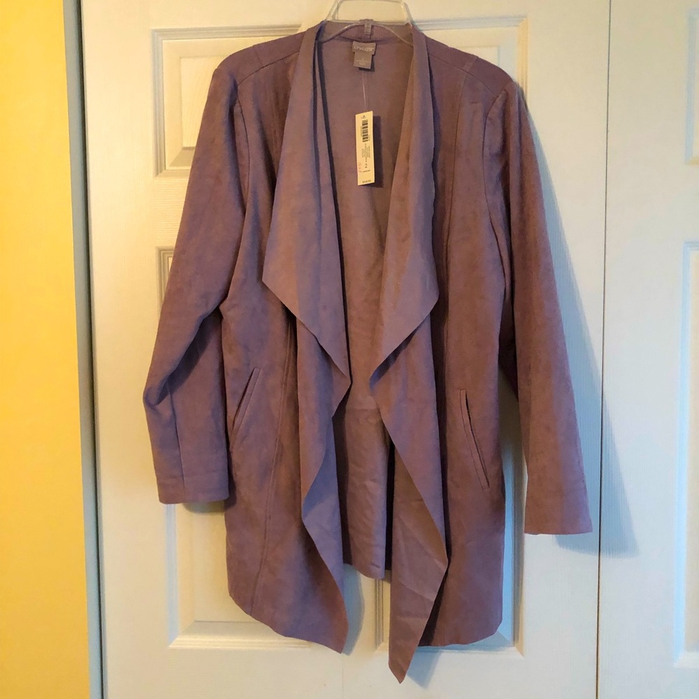 Chico’s Faux Suede Drape Jacket